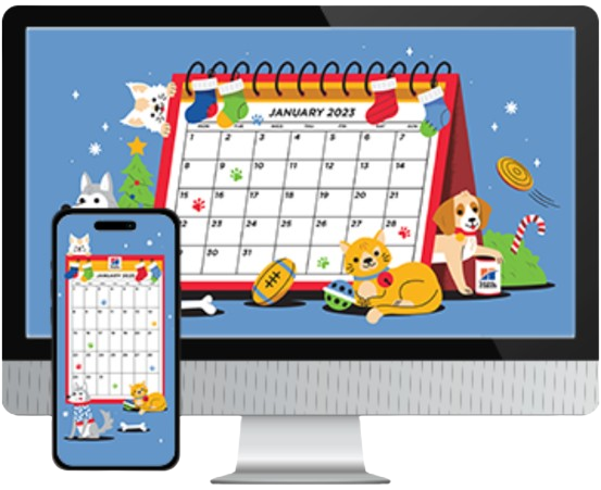 Desktop & mobile example of  "Calendar" pet wallpaper for phones